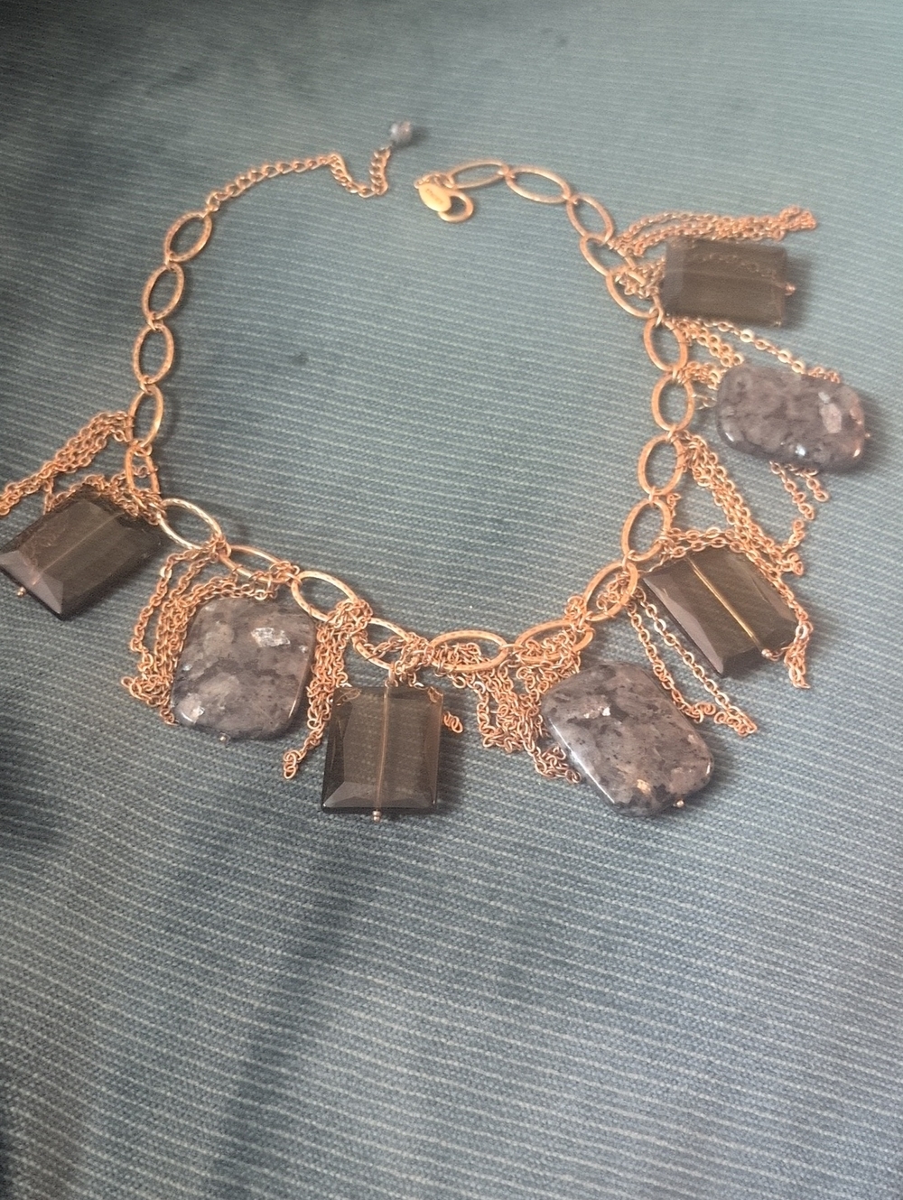 VTG Chicos Gold Chain Statement Fringe  Necklace